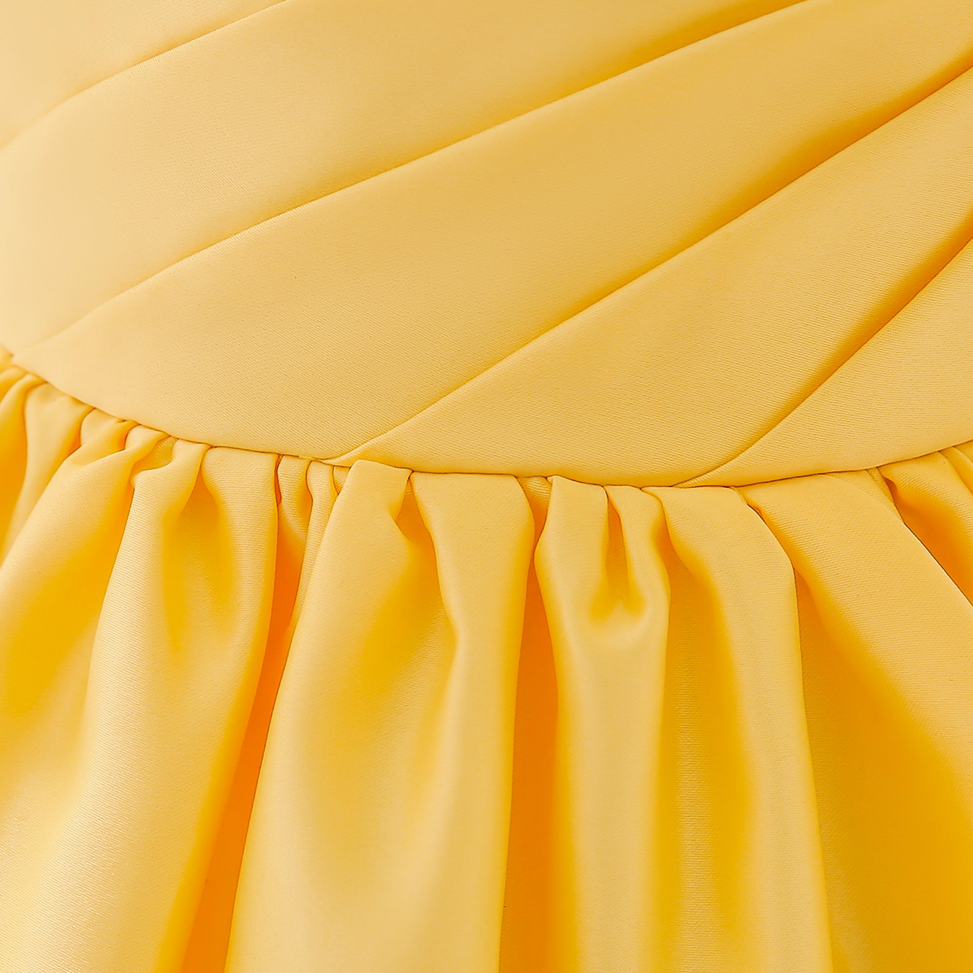 Girls Yellow Puff Sleeves Pleated Balloon Dress with Hairband