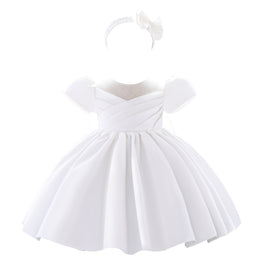 Girls White Fit & Flare Dress