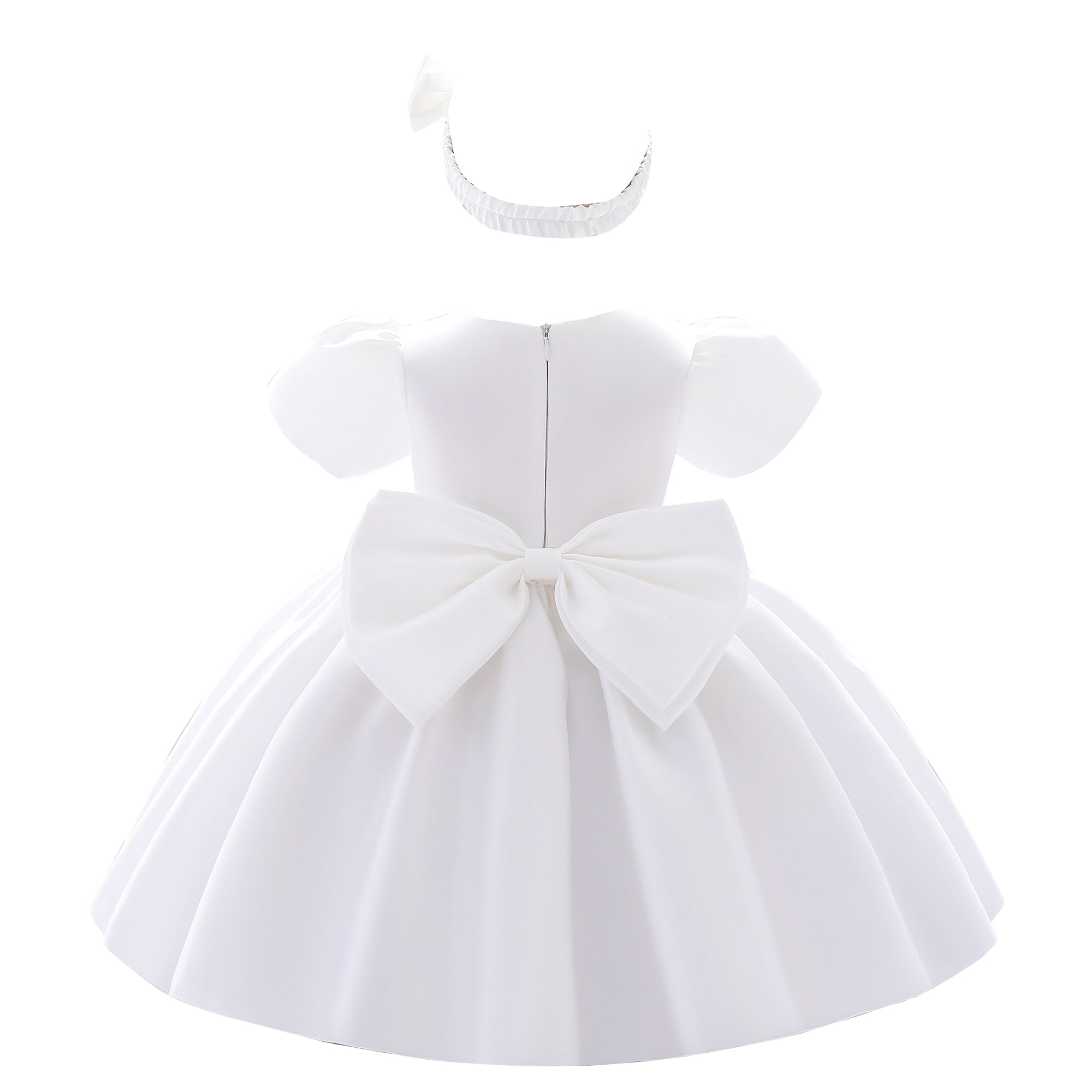 Girls White Fit & Flare Dress