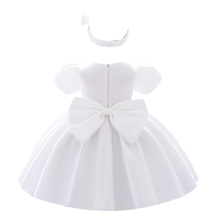 Girls White Fit & Flare Dress