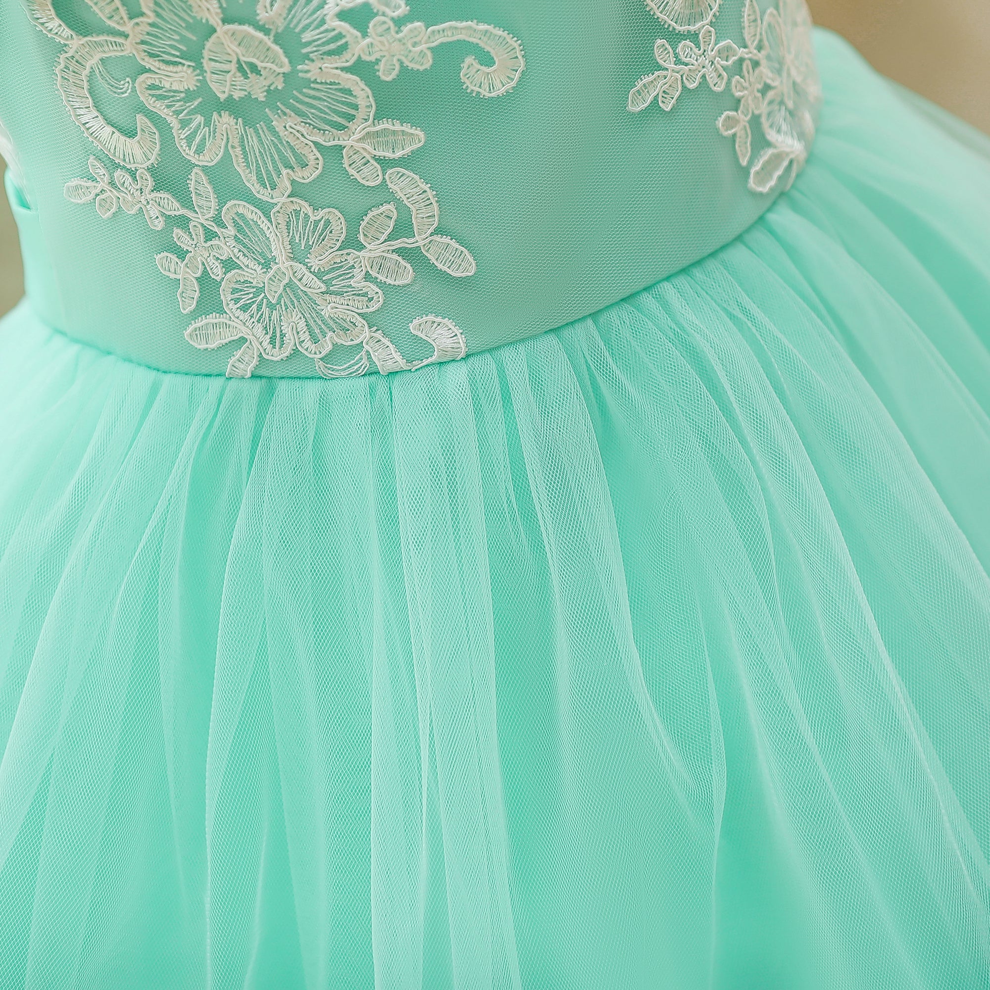 Sea Green Floral Embroidered Fit & Flare Midi Dress