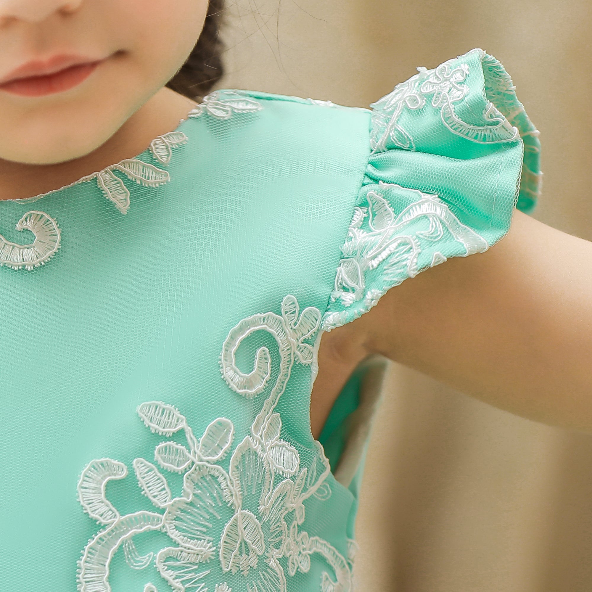 Sea Green Floral Embroidered Fit & Flare Midi Dress