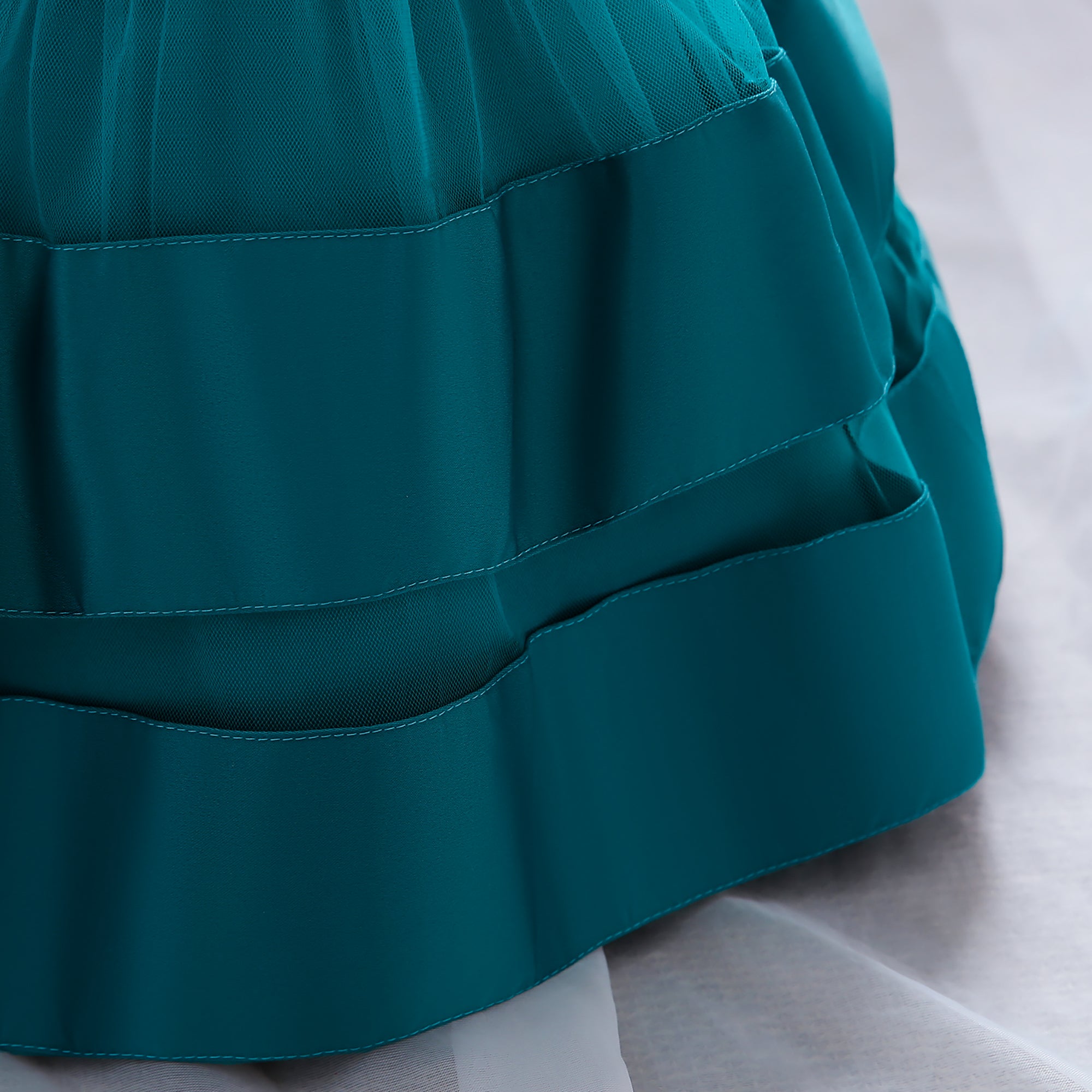 Green Embellished Applique Fit & Flare Dress