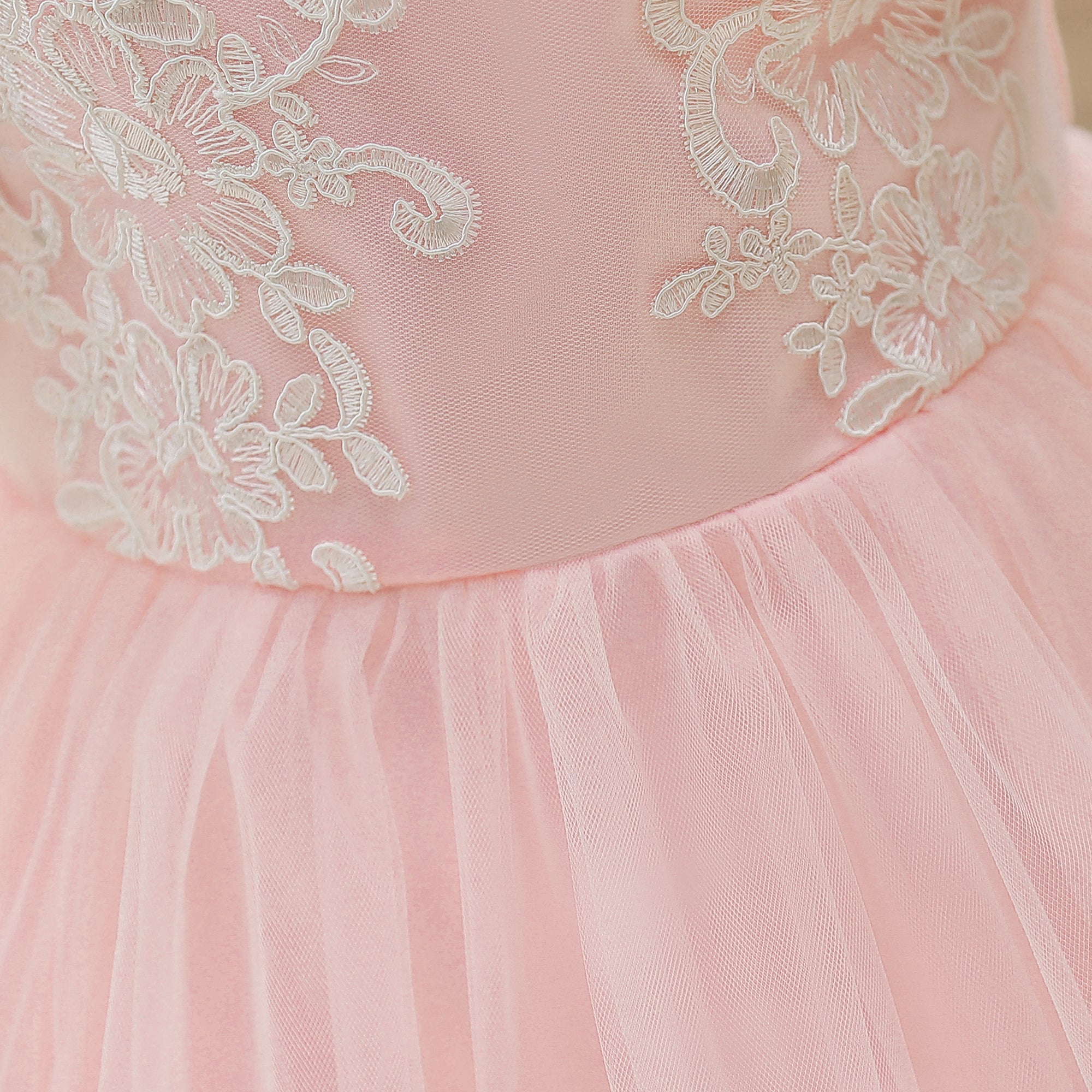 Pink & peachskin Floral Embroidered Fit & Flare Maxi Dress