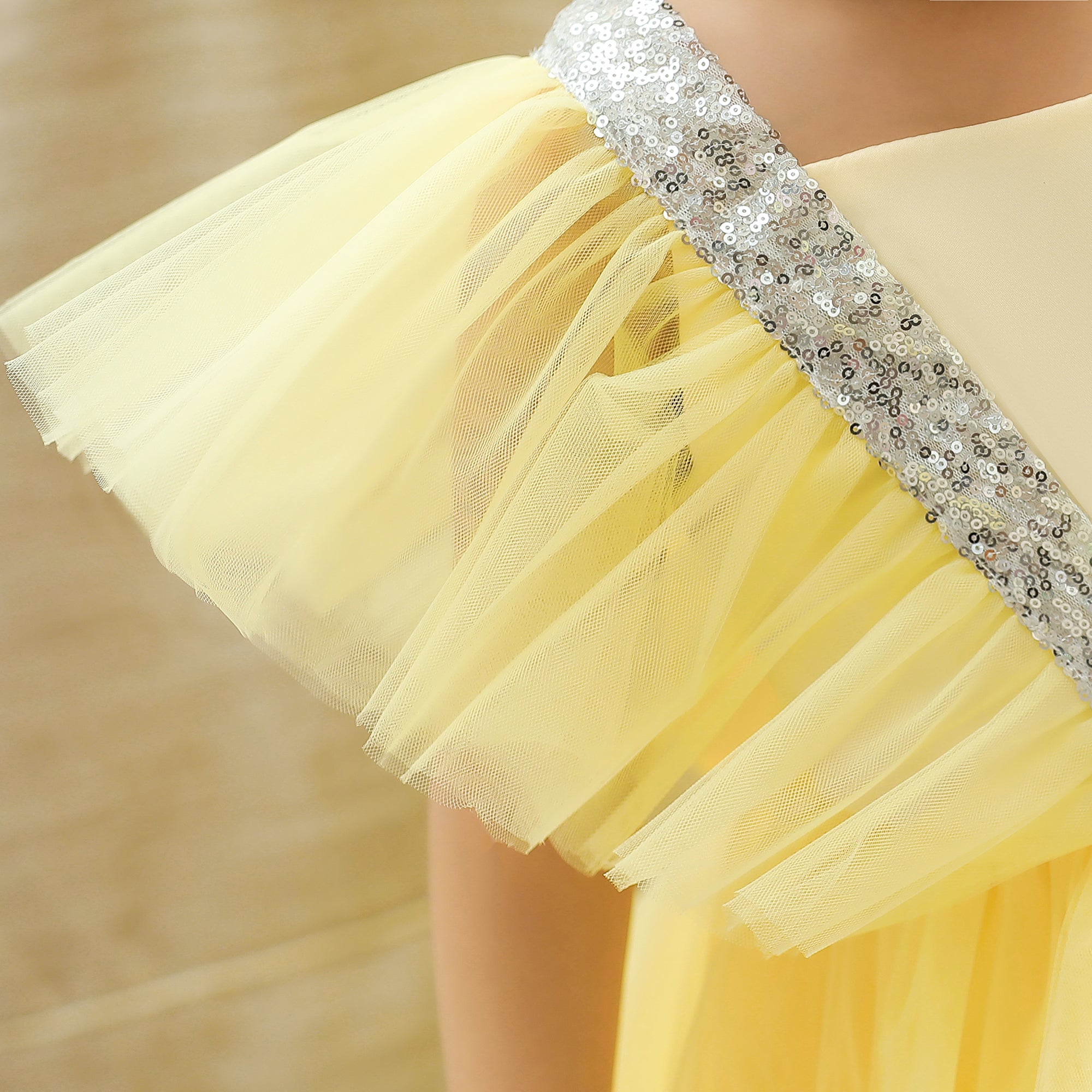 Girls Yellow Frills Fit & Flare Dress