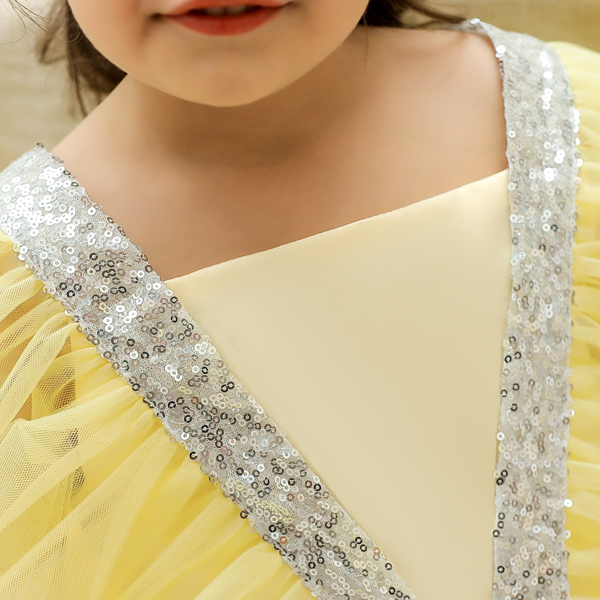 Girls Yellow Frills Fit & Flare Dress
