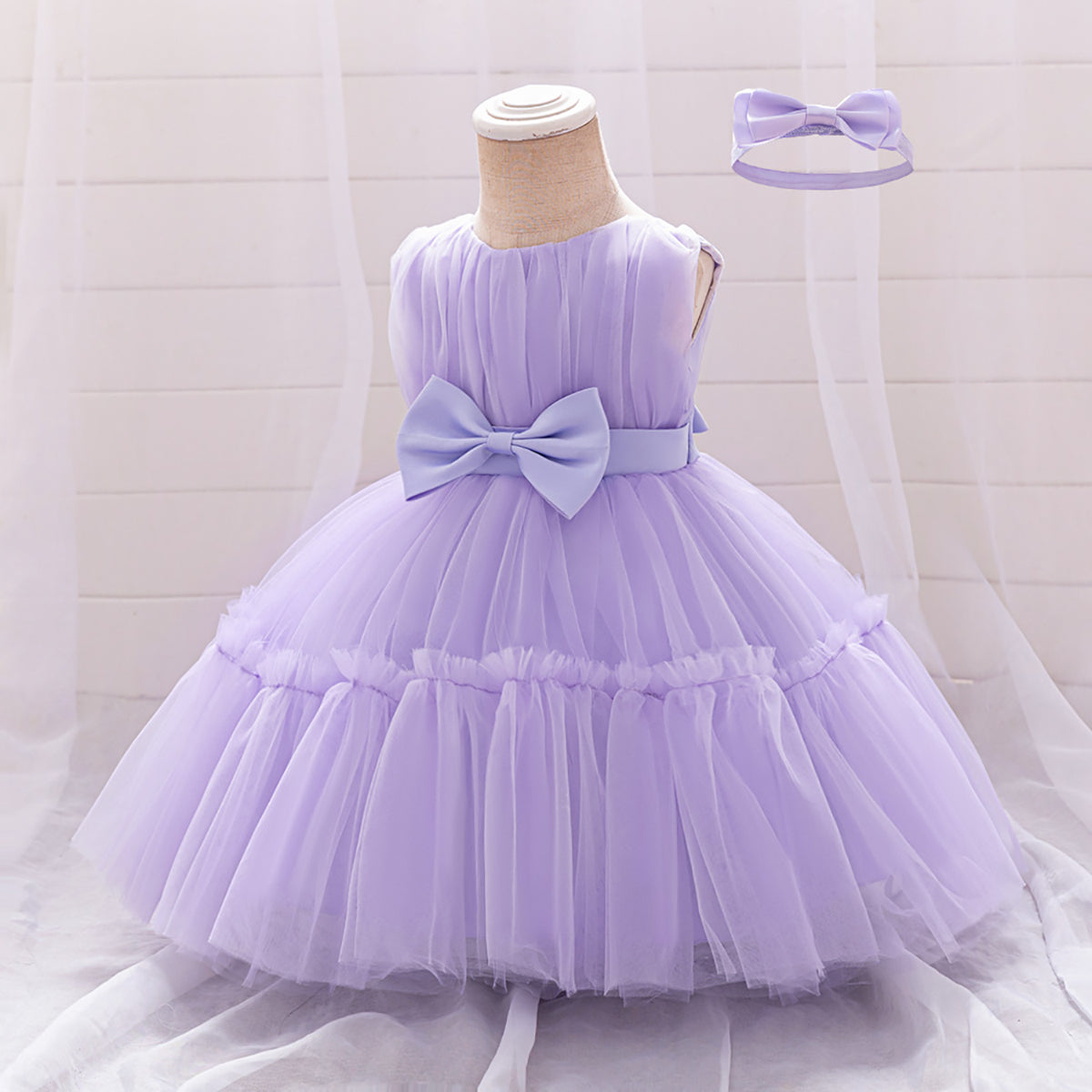 Girls Ruffled Balloon Dress