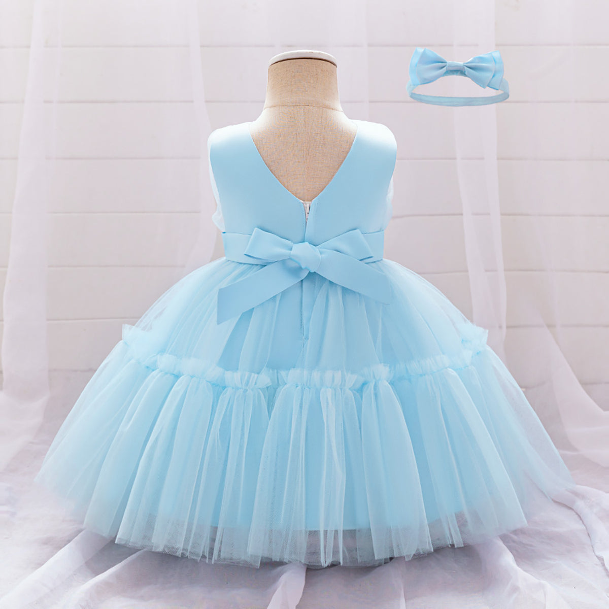 Girls Off-Shoulder Ruffled Gown Dress