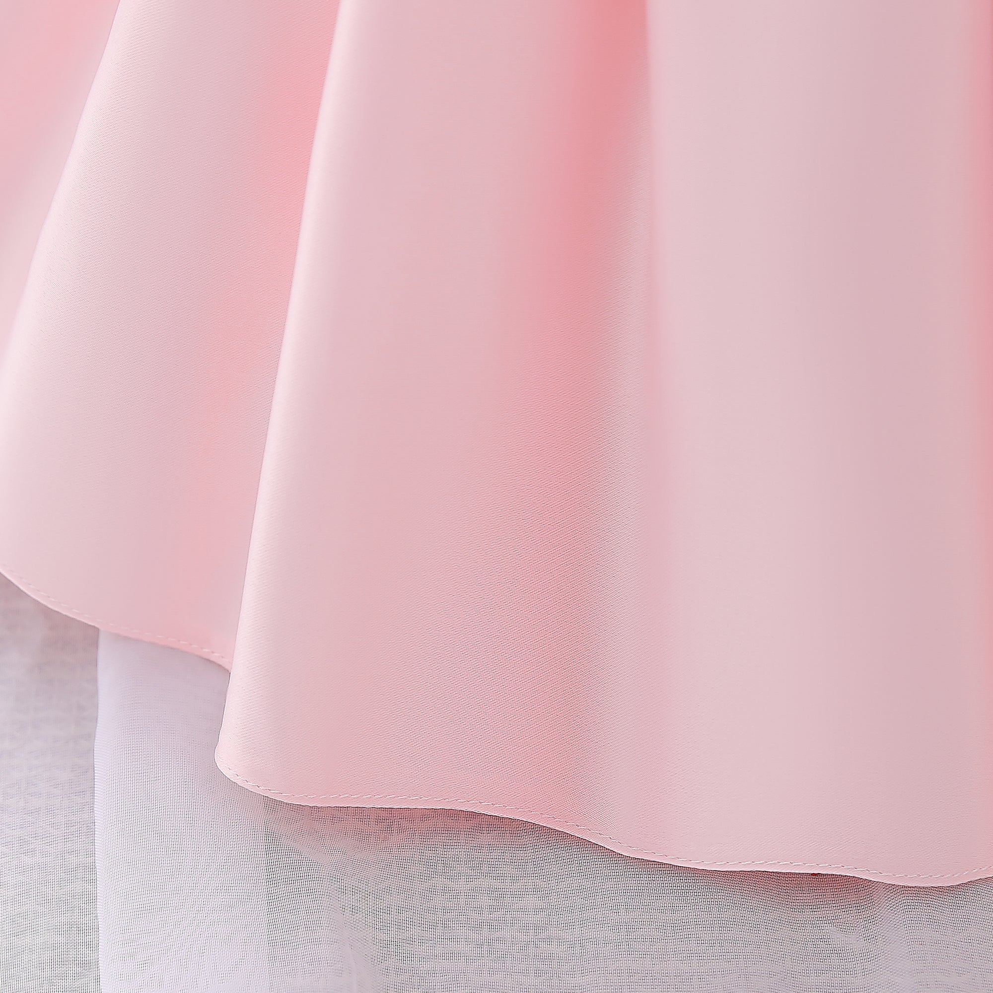 Girls Pink Floral Embroidered Puff Sleeve Bow Detailed Fit & Flare Dress