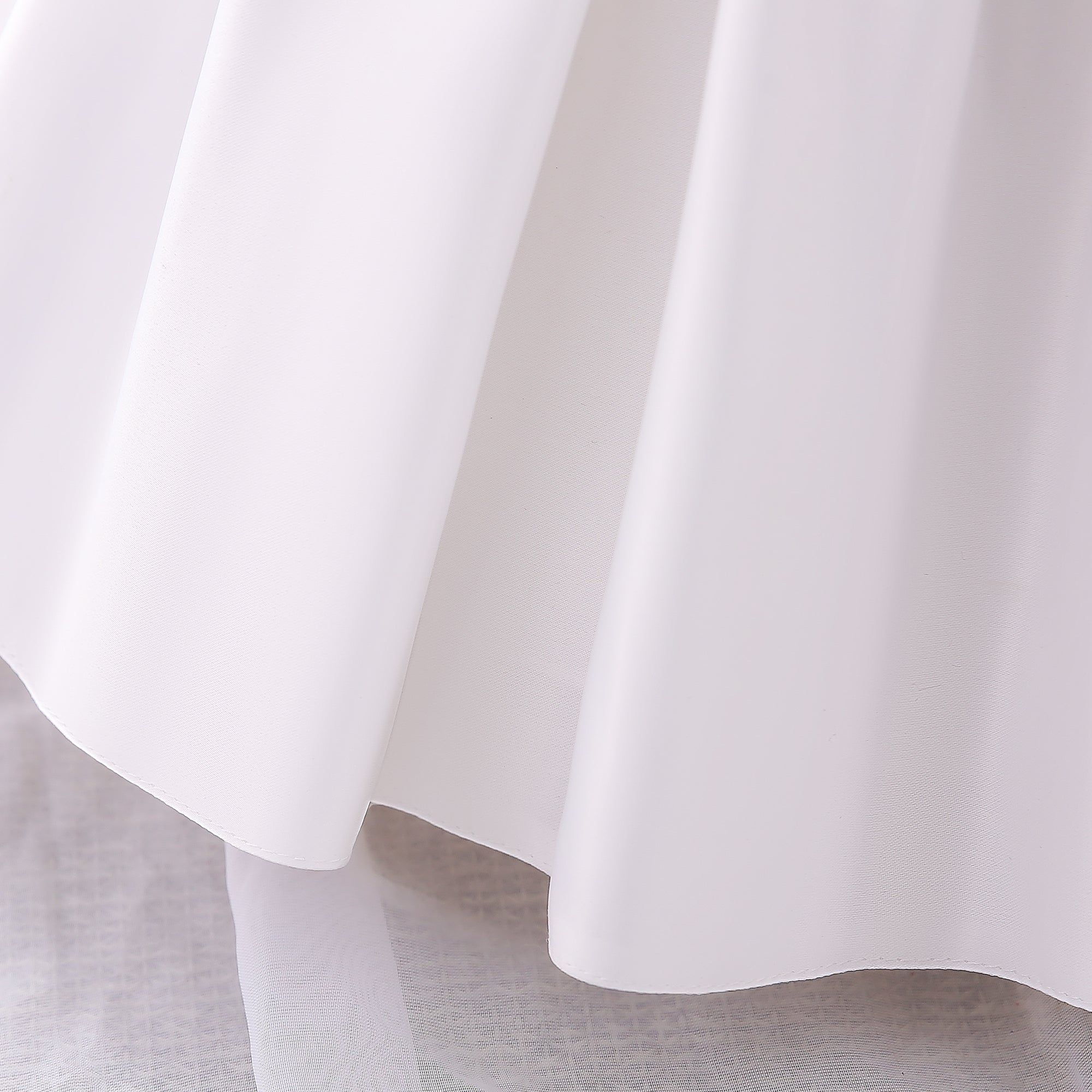 White Puff Sleeve Applique Fit & Flare Party Dress