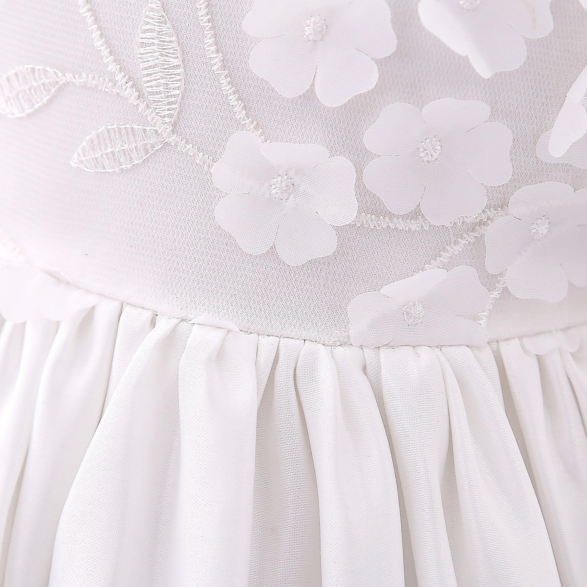 White Puff Sleeve Applique Fit & Flare Party Dress