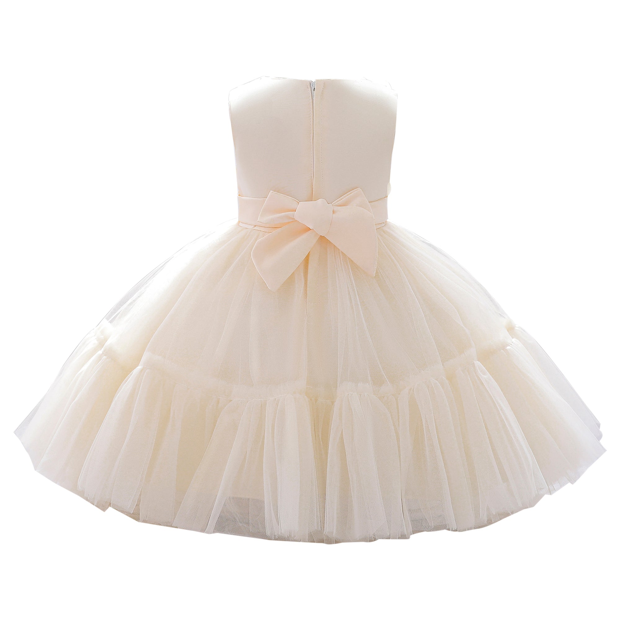 Champagne Infant Girls Self Designed Layered Sleeveless Fit & Flare Dress