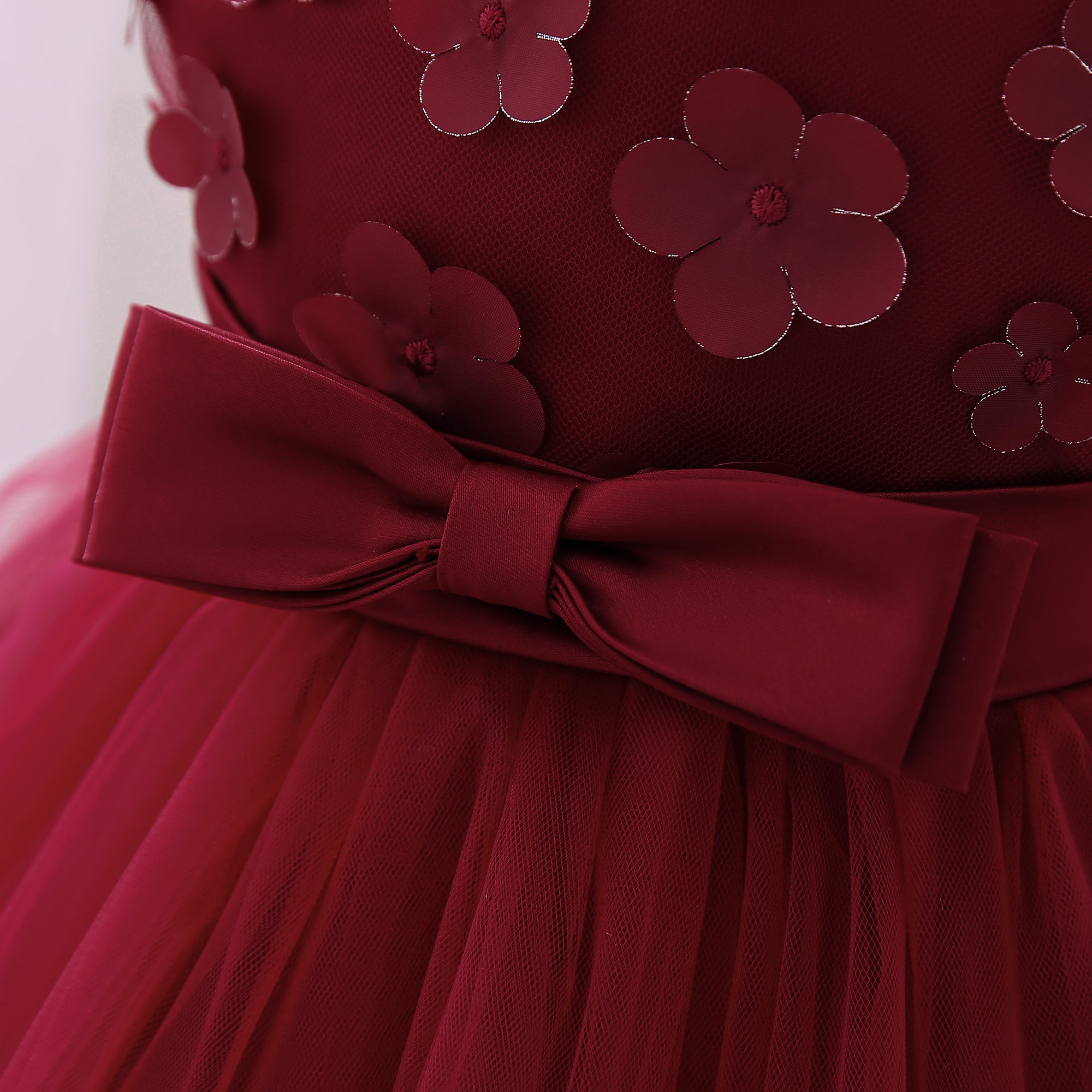 Girls Floral Self Design Fit & Flare Party Dress