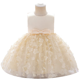 Girls Beige Embellished Fit & Flare Dress