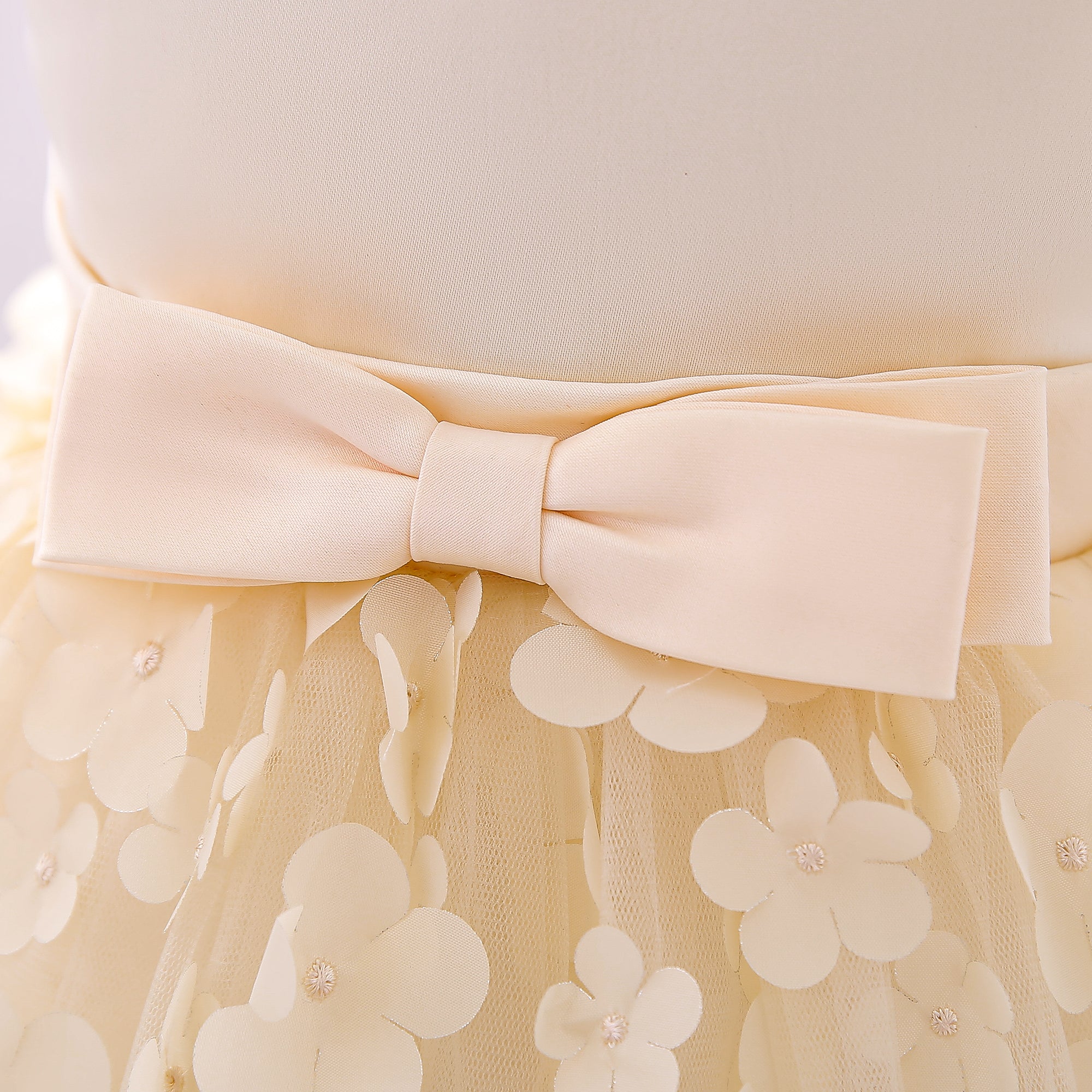 Girls Beige Embellished Fit & Flare Dress