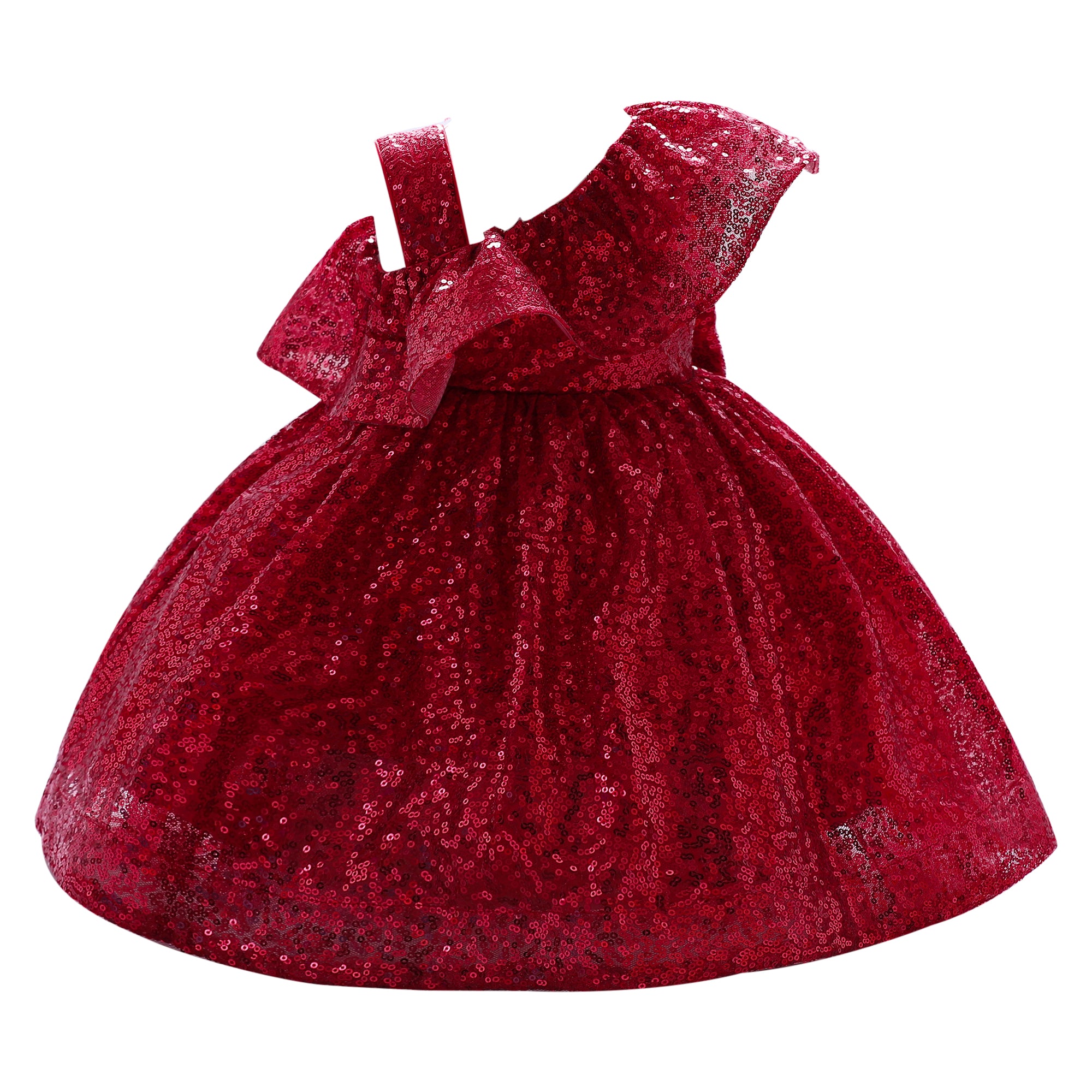 Girls Red Embellished Fit & Flare Dress