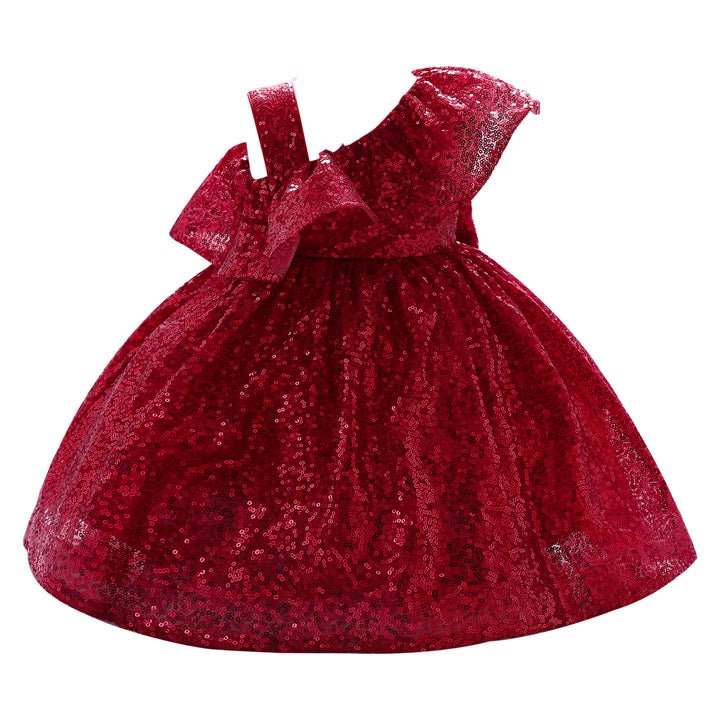 Girls Red Embellished Fit & Flare Dress