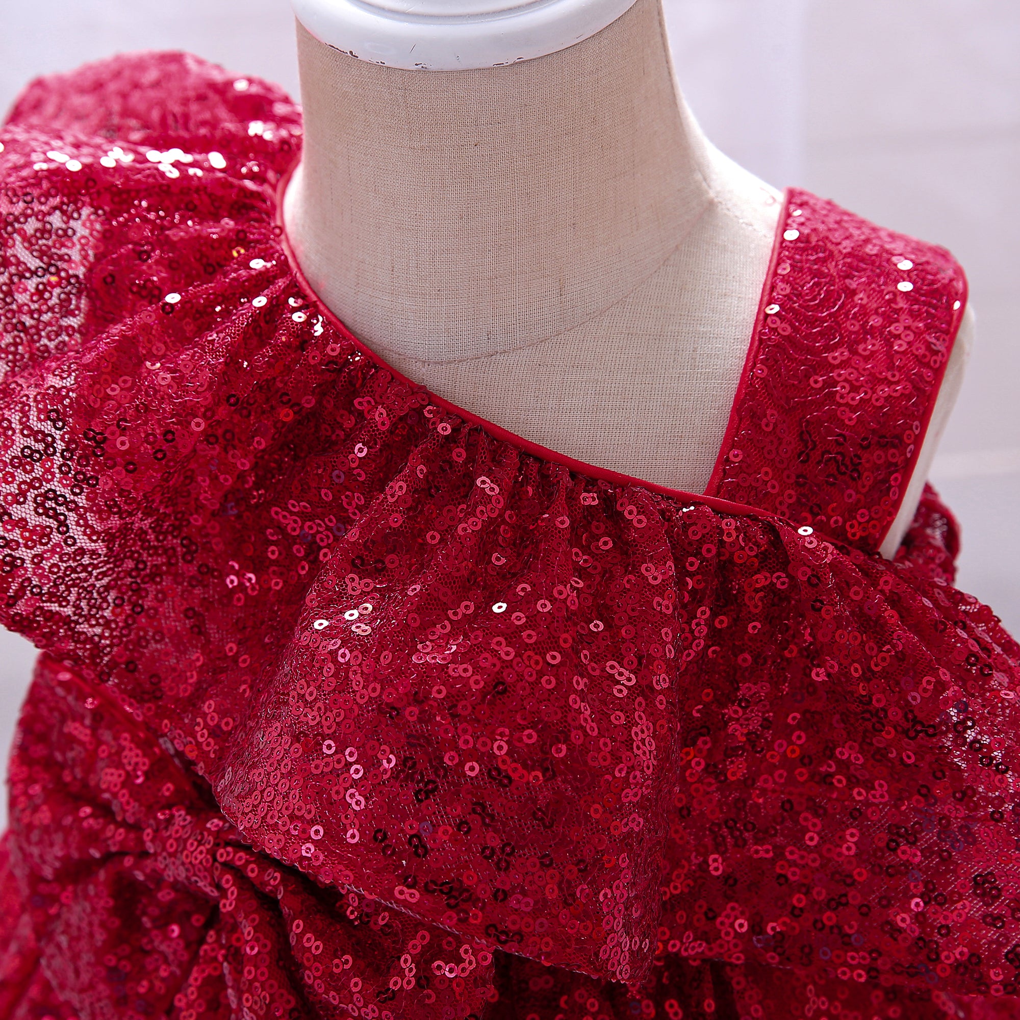Girls Red Embellished Fit & Flare Dress
