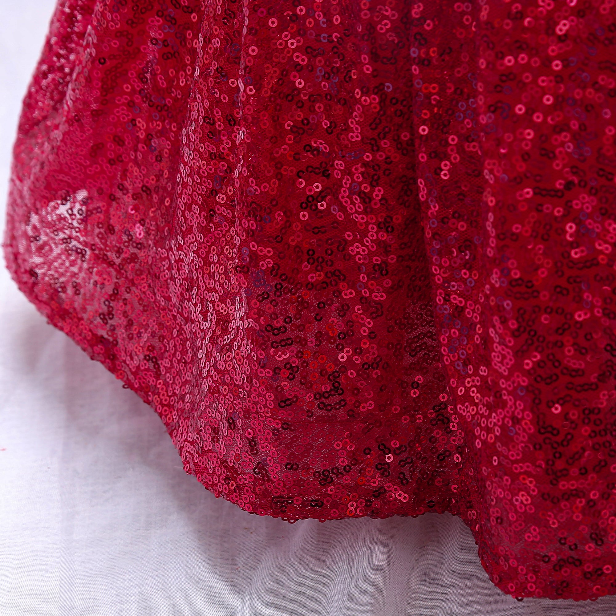 Girls Red Embellished Fit & Flare Dress
