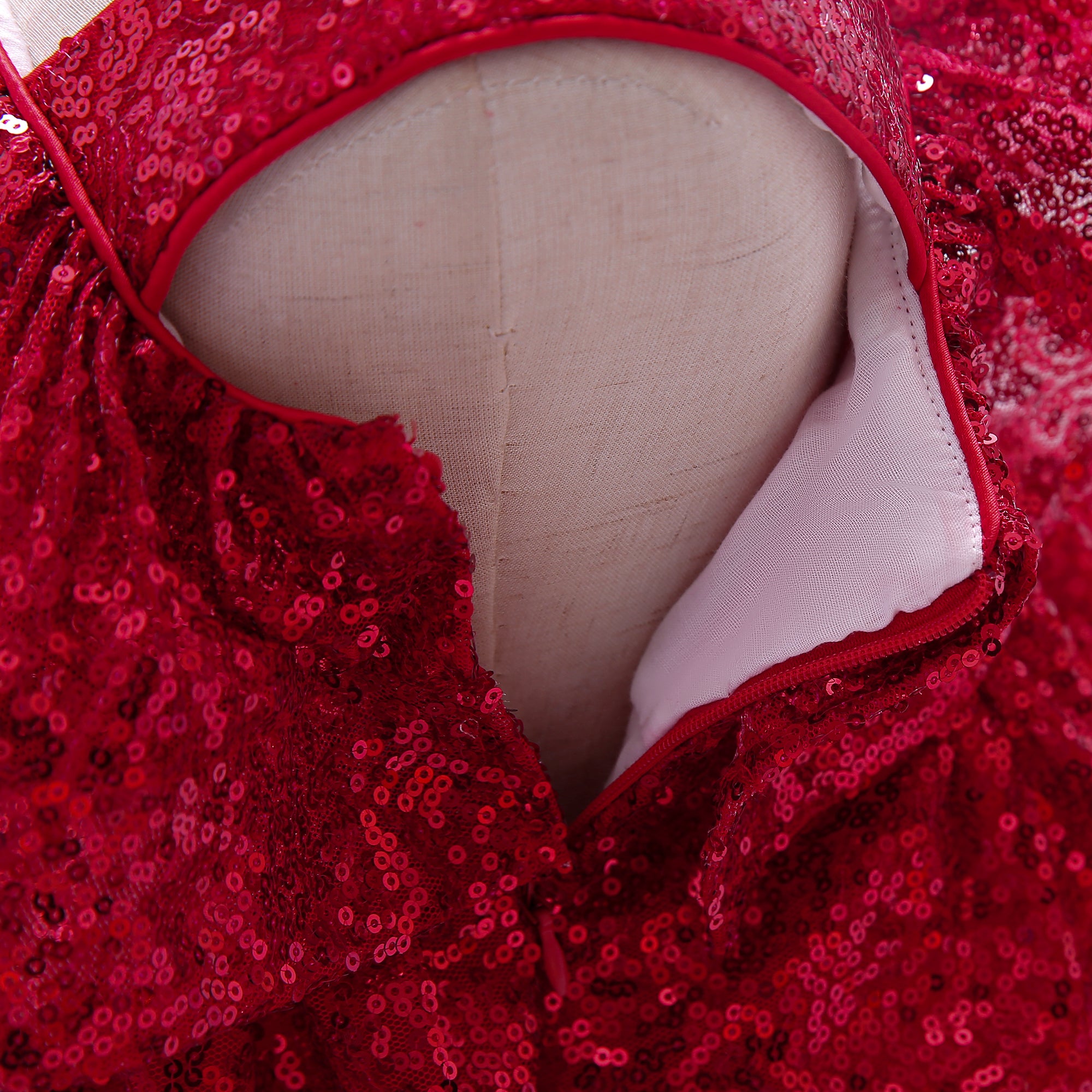 Girls Red Embellished Fit & Flare Dress