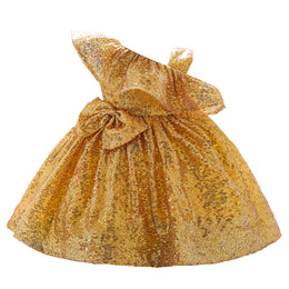 Self Design Sequined One Shoulder Fit & Flare Dress