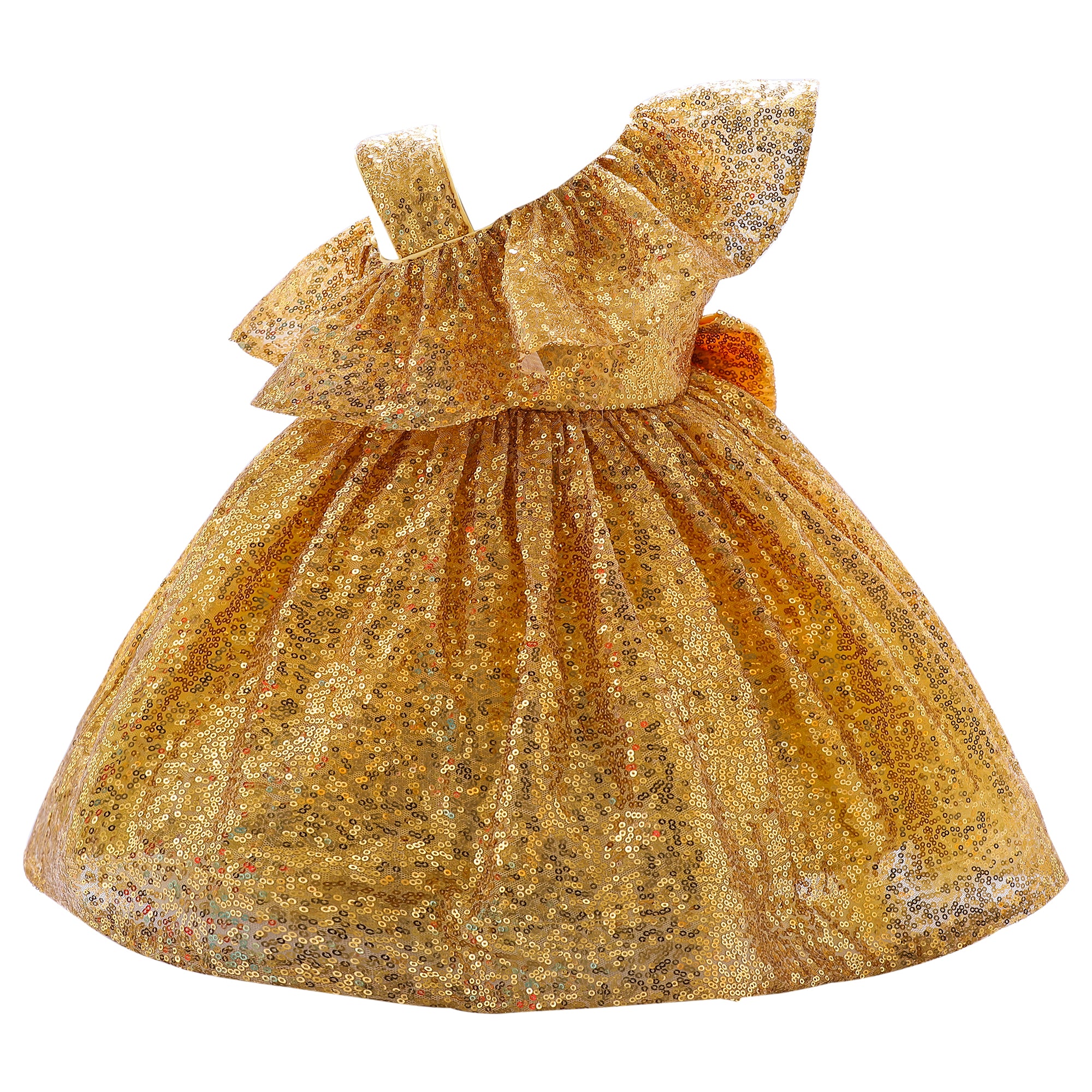 Self Design Sequined One Shoulder Fit & Flare Dress