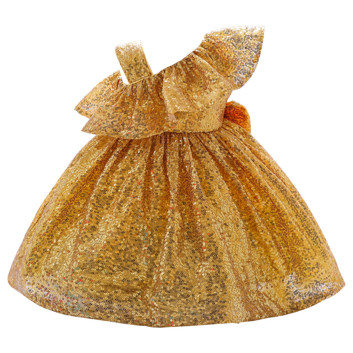 Self Design Sequined One Shoulder Fit & Flare Dress