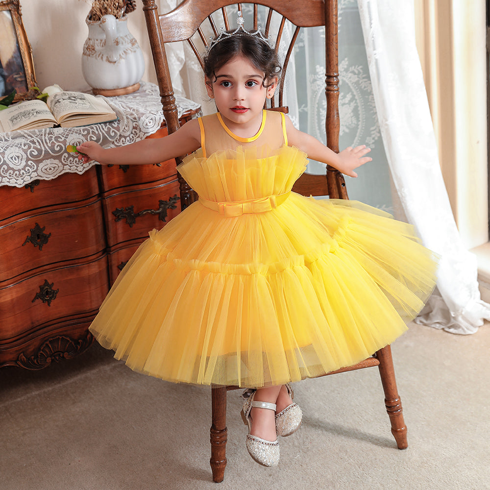 Yellow Ruffled Balloon Dress
