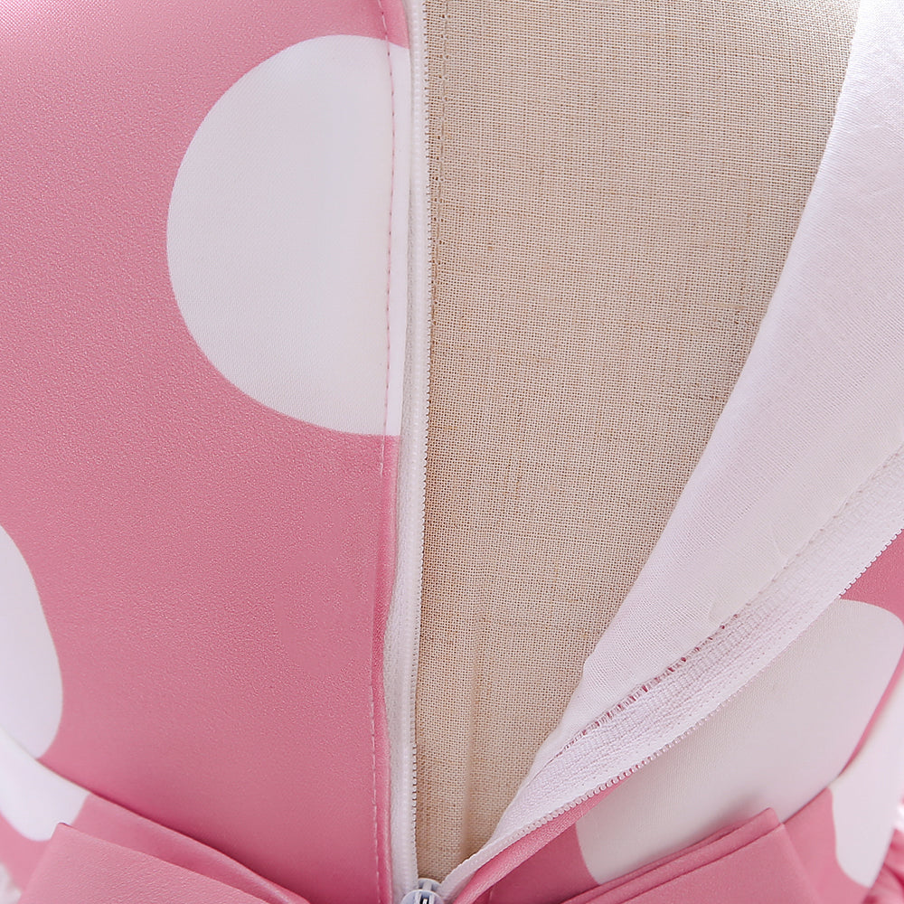 Girls Pink & White Polka Dot Printed Layered & Bow detail Fit & Flare Dress