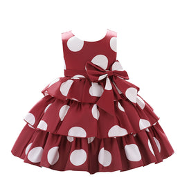 Girls Maroon Polka Dot Printed A-Line Party Dress