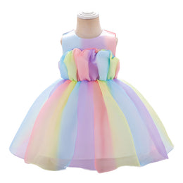 Purple Girls Colourblocked Sleeveless Balloon Dress