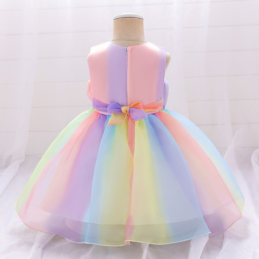 Purple Girls Colourblocked Sleeveless Balloon Dress