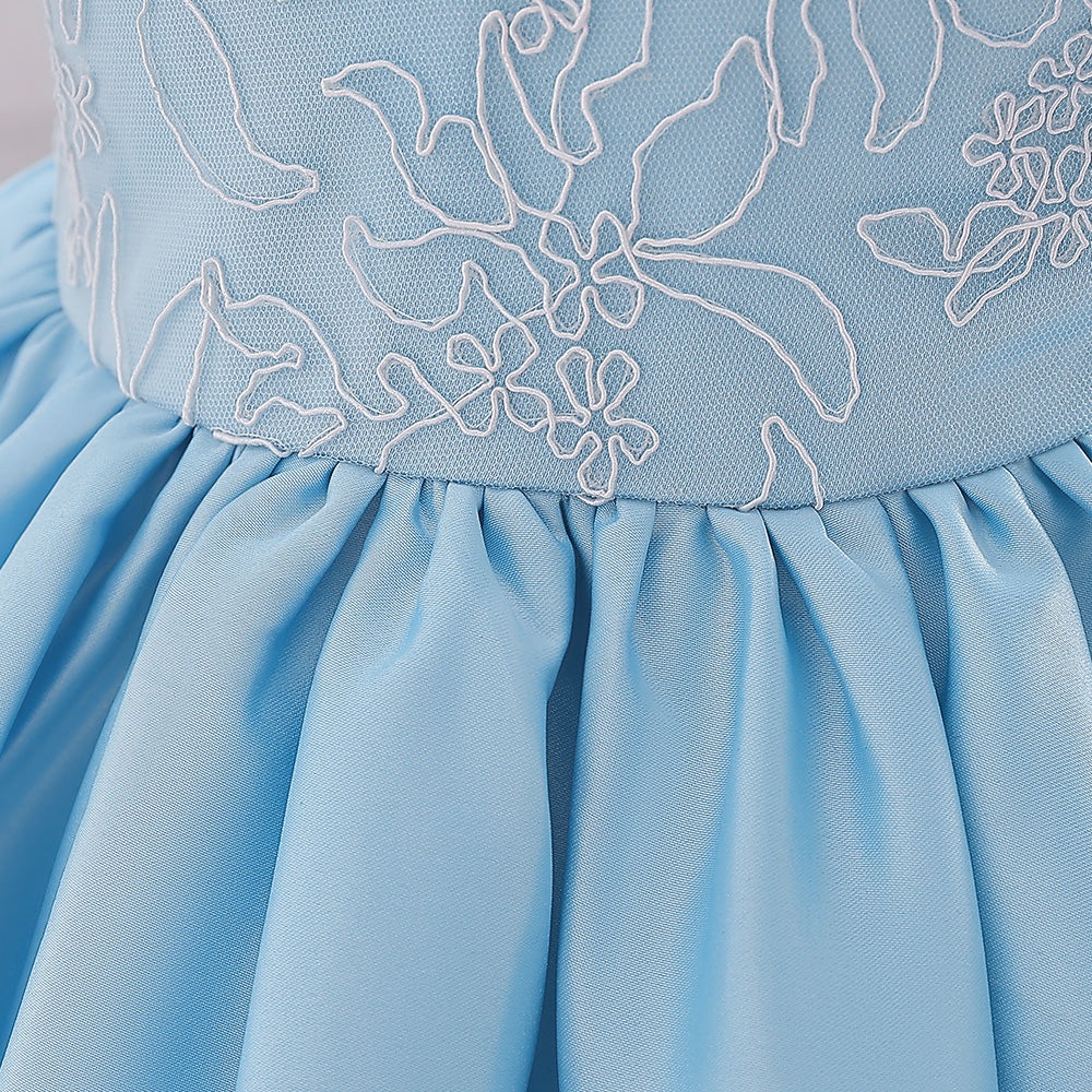 Infant Girls Self Design Puff Sleeve Fit & Flare Dress