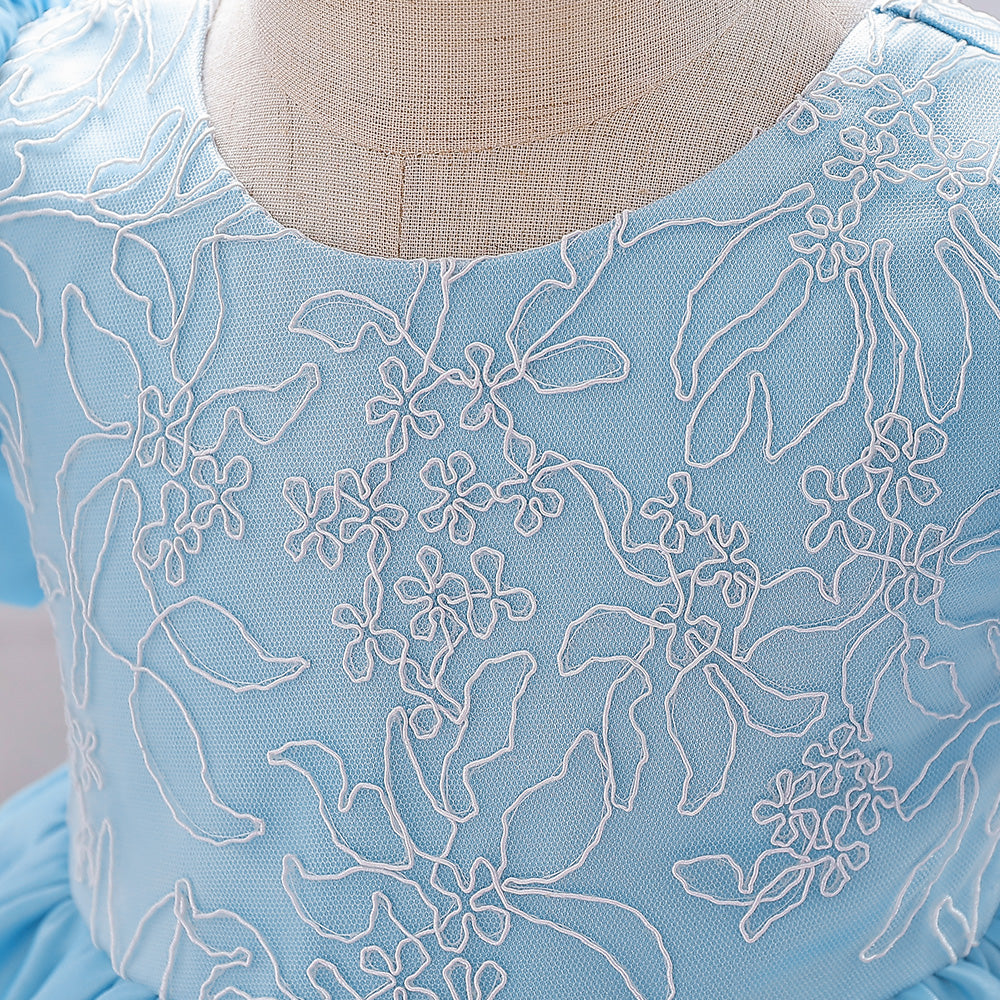 Infant Girls Self Design Puff Sleeve Fit & Flare Dress