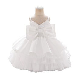 Girls White Bow Detailed Balloon Dress