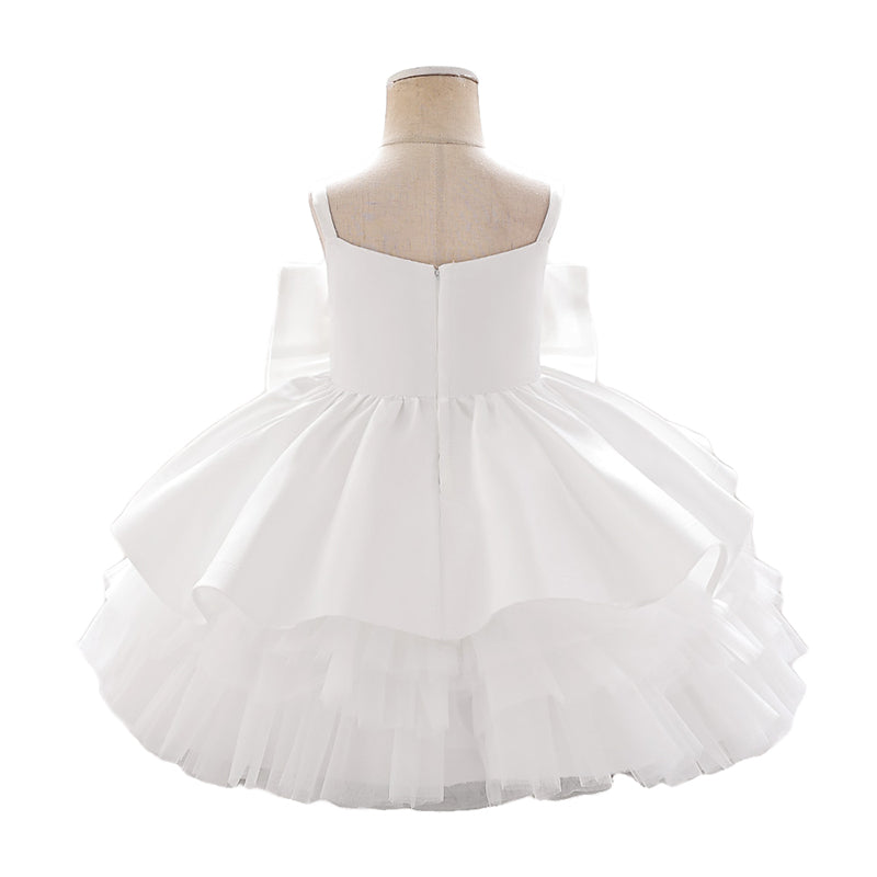 Girls White Bow Detailed Balloon Dress
