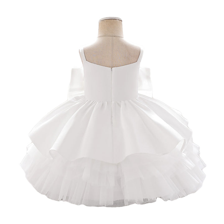 Girls White Bow Detailed Balloon Dress