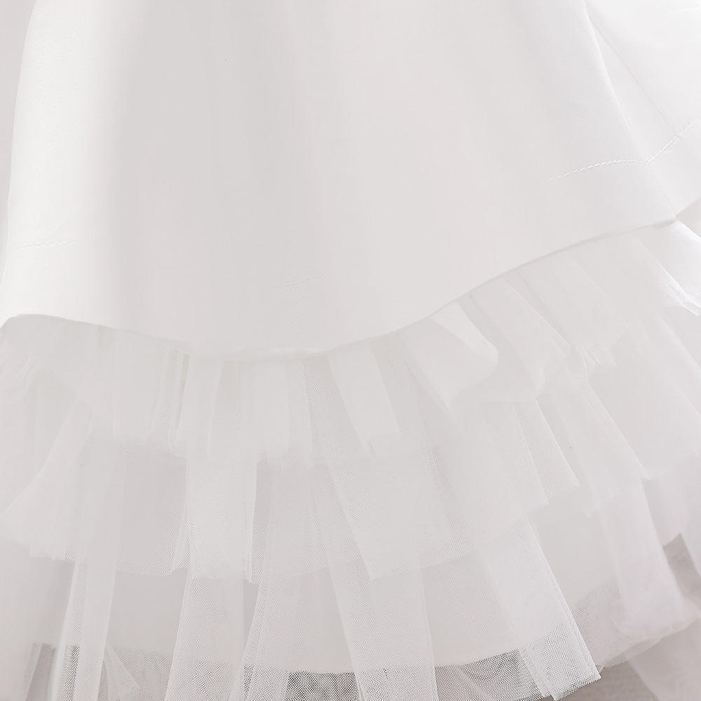 Girls White Bow Detailed Balloon Dress