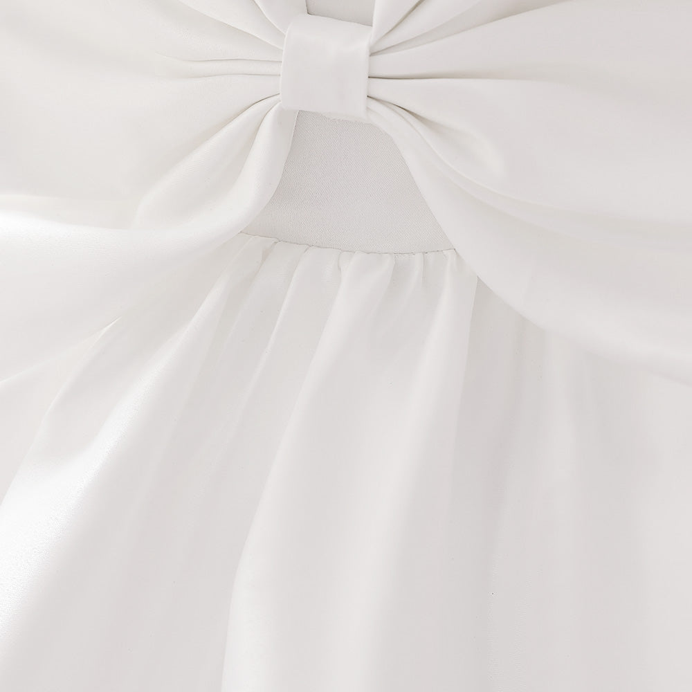 Girls White Bow Detailed Balloon Dress