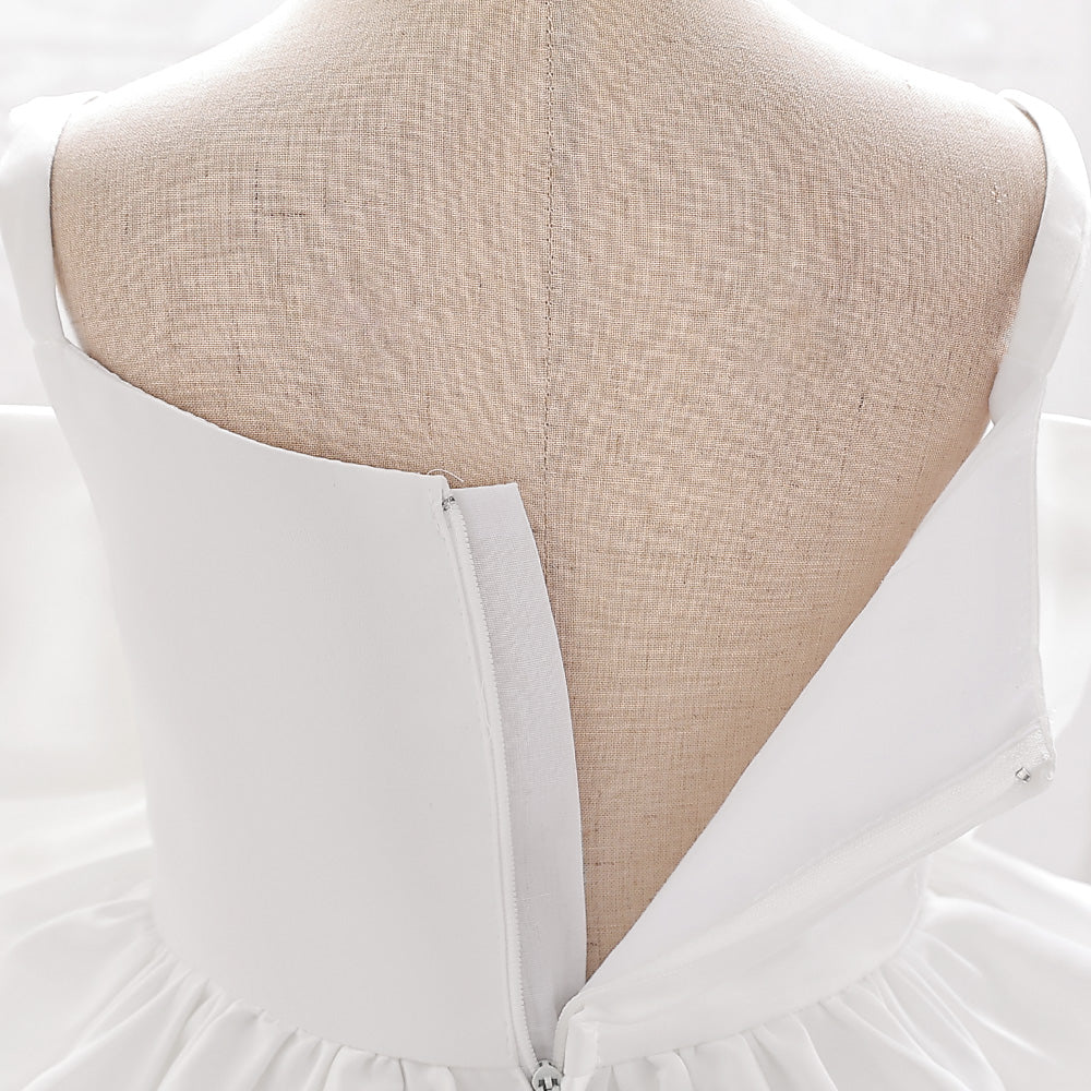 Girls White Bow Detailed Balloon Dress