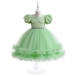 Green Layered Fit & Flare Party Dress