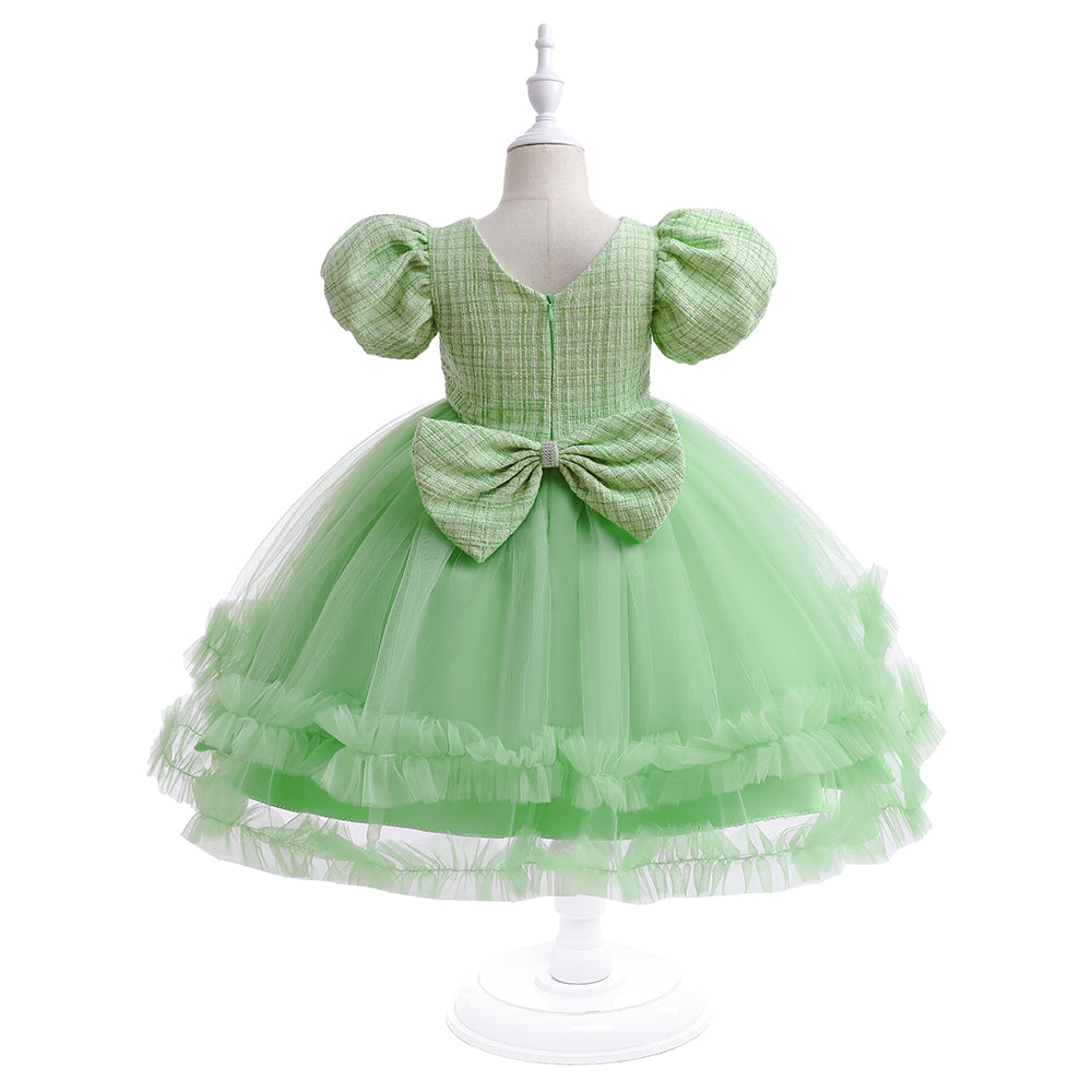 Green Layered Fit & Flare Party Dress