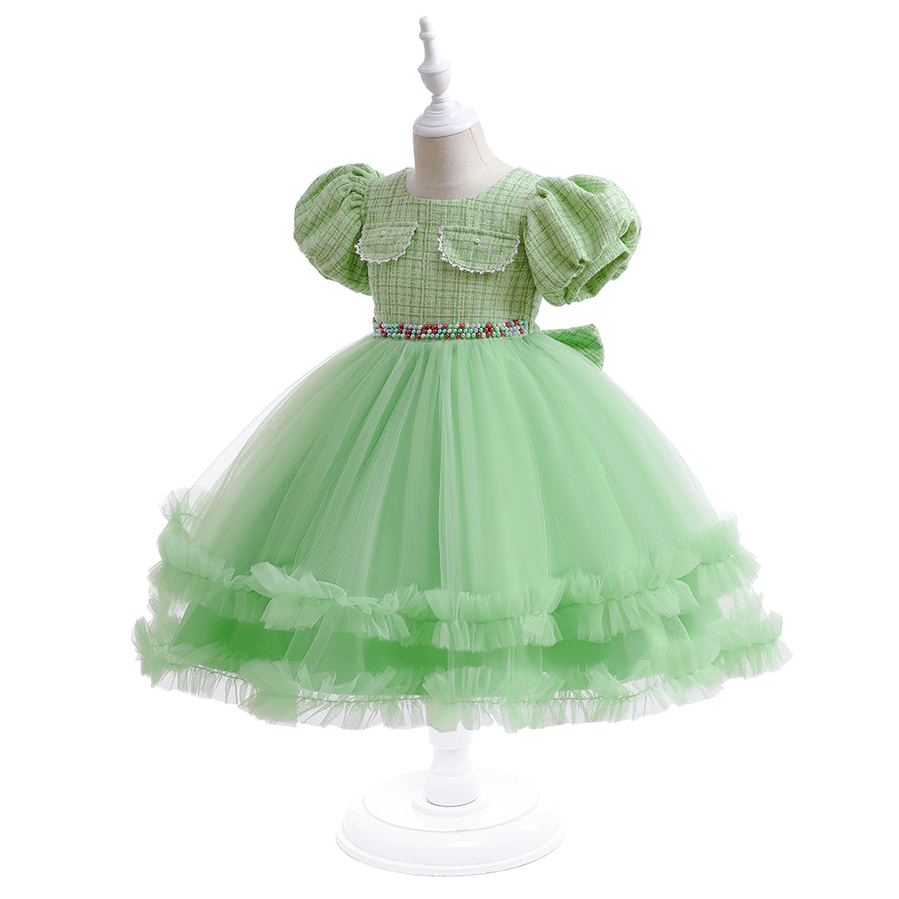 Green Layered Fit & Flare Party Dress