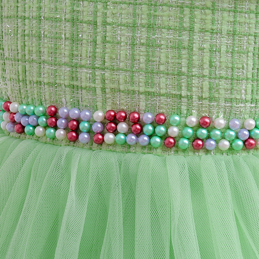 Green Layered Fit & Flare Party Dress