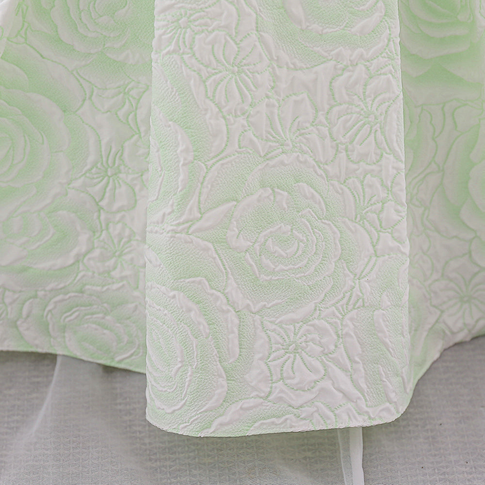 Green Girls Self Design Cap Sleeves Bow Detail Fit & Flare Dress