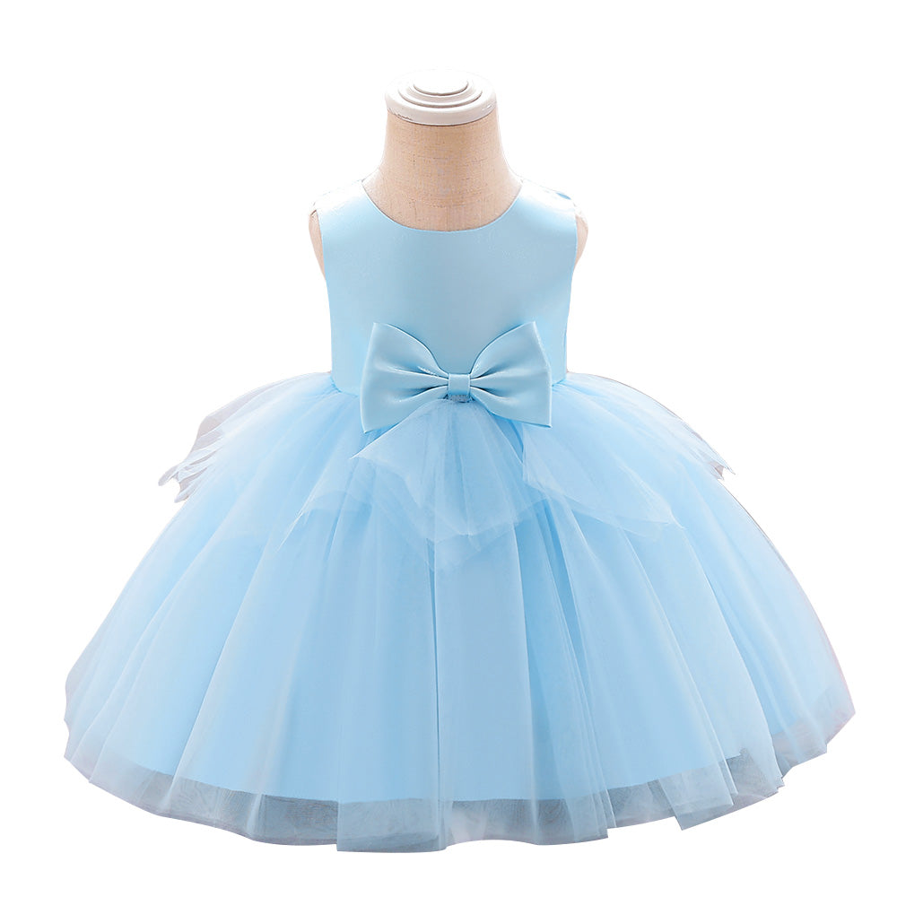 Girls Blue Round neck Sleeveless Fit & Flare Maxi Dress