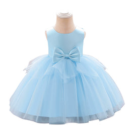 Girls Blue Round neck Sleeveless Fit & Flare Maxi Dress