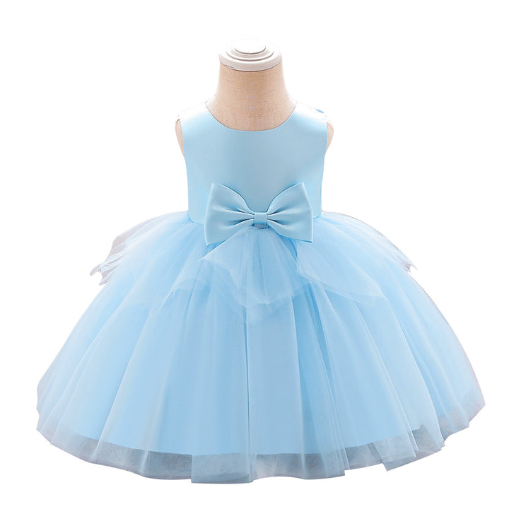 Girls Blue Round neck Sleeveless Fit & Flare Maxi Dress