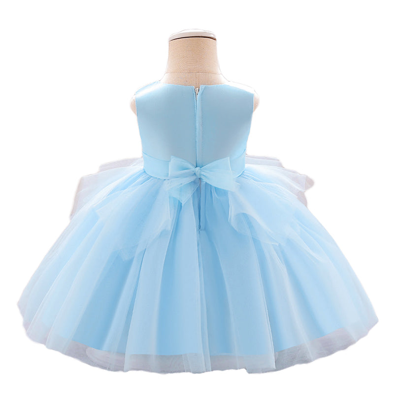 Girls Blue Round neck Sleeveless Fit & Flare Maxi Dress