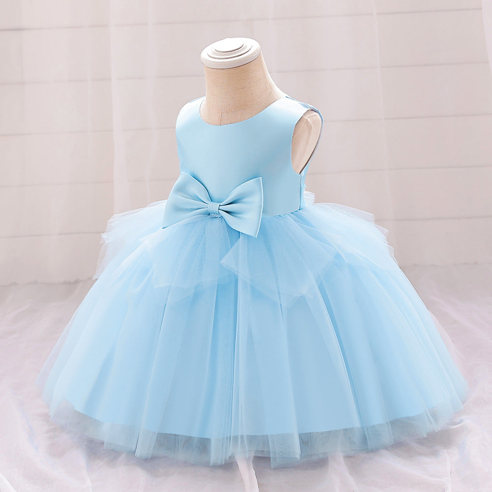 Girls Blue Round neck Sleeveless Fit & Flare Maxi Dress